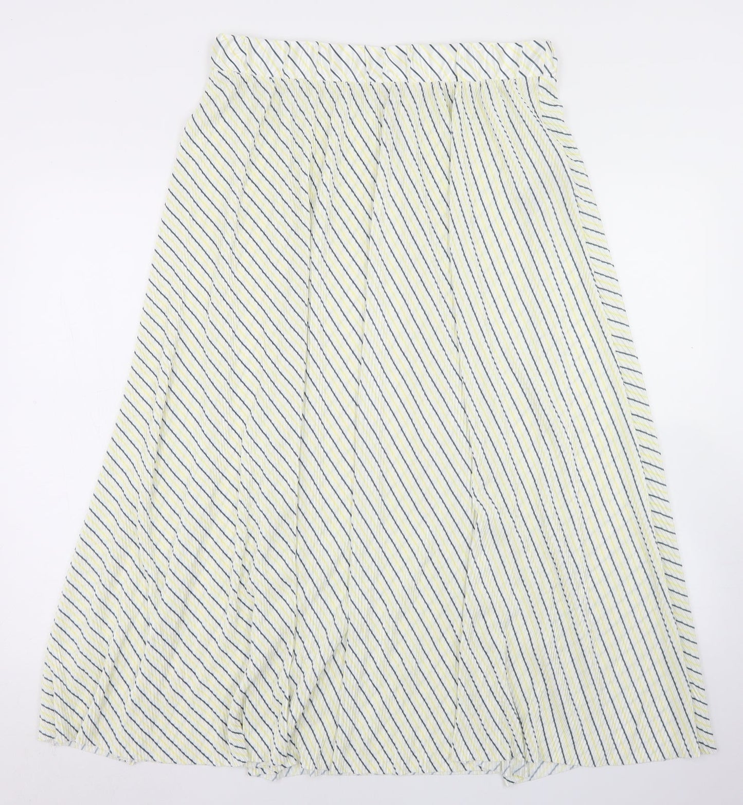 Only Womens Yellow Striped Polyester Pleated Skirt Size XL