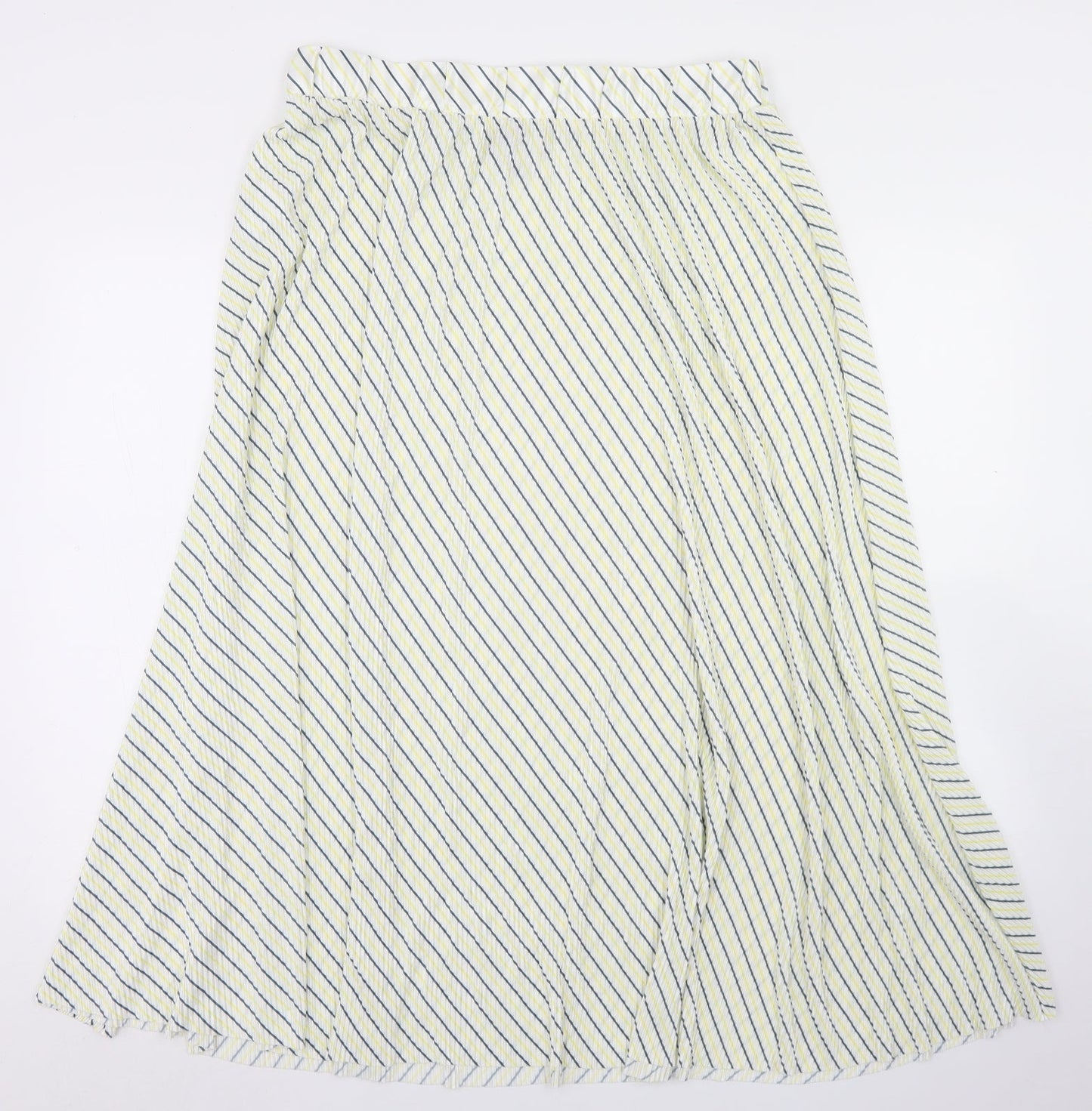Only Womens Yellow Striped Polyester Pleated Skirt Size XL