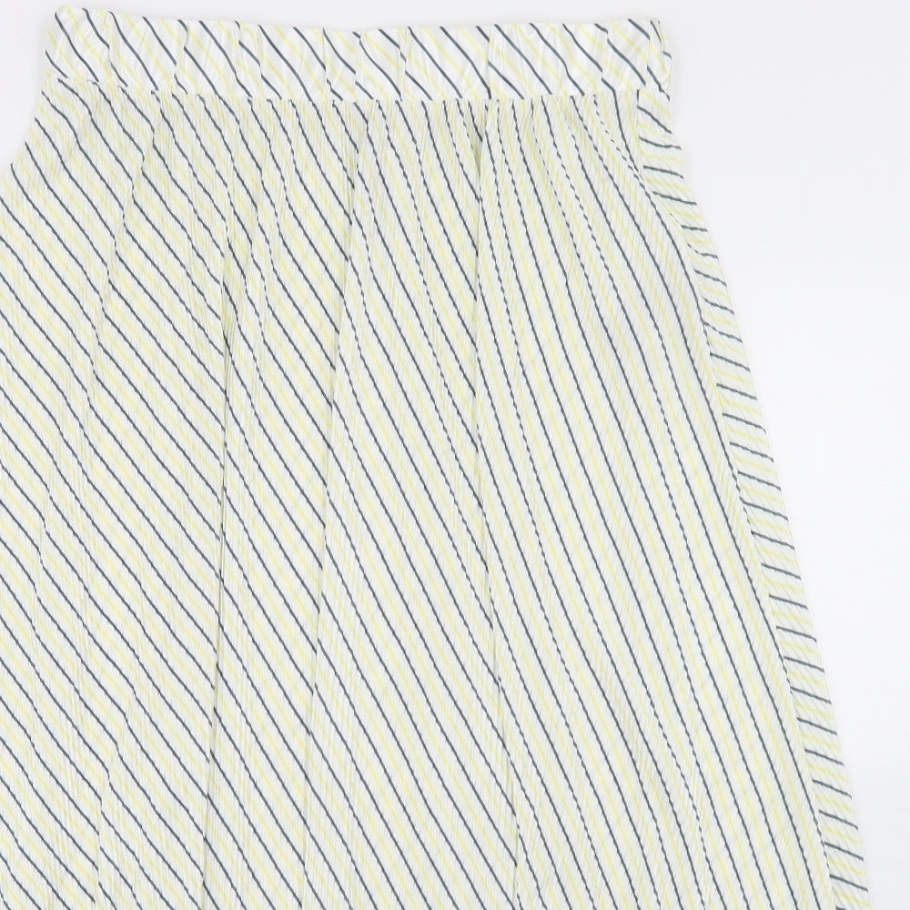 Only Womens Yellow Striped Polyester Pleated Skirt Size XL