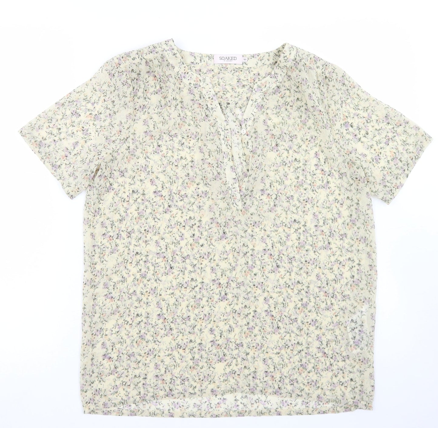 Womens UK Size XS soaked Beige Basic Blouse