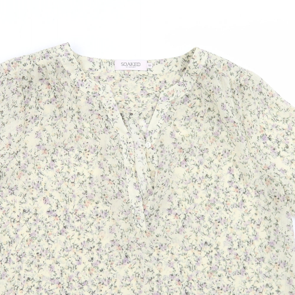 Womens UK Size XS soaked Beige Basic Blouse