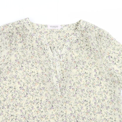 Womens UK Size XS soaked Beige Basic Blouse