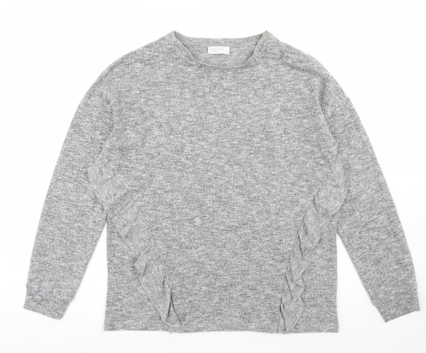 Papaya Womens Grey  Polyester Basic T-Shirt Size 8 Round Neck