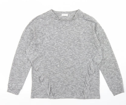 Papaya Womens Grey  Polyester Basic T-Shirt Size 8 Round Neck