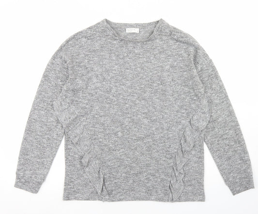 Papaya Womens Grey  Polyester Basic T-Shirt Size 8 Round Neck