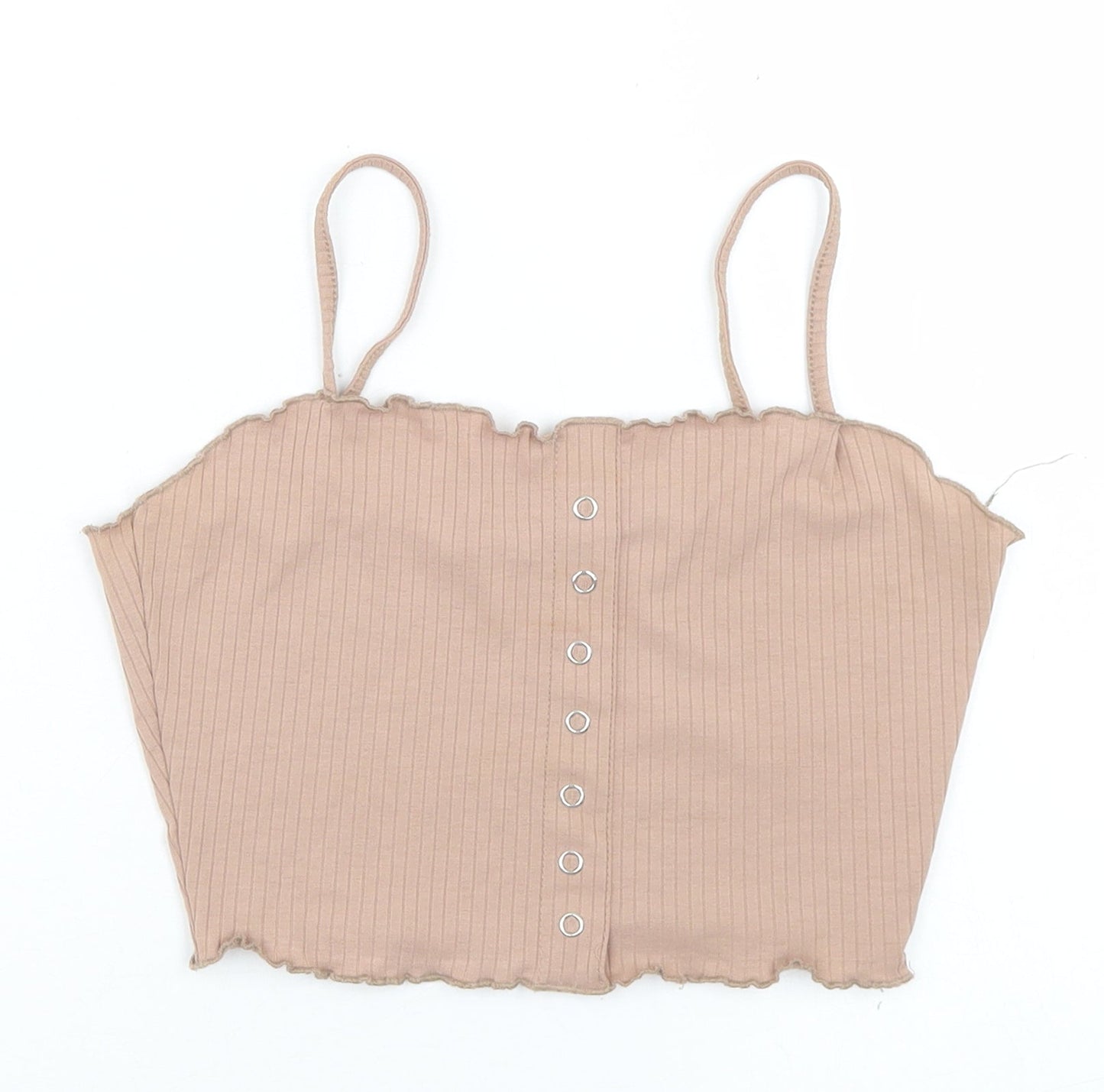 Primark Womens Brown  Polyester Cropped Tank Size 6 Round Neck