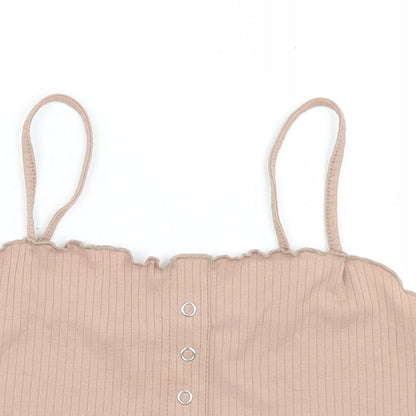 Primark Womens Brown  Polyester Cropped Tank Size 6 Round Neck