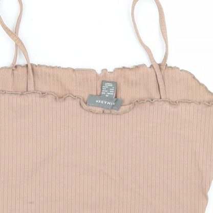 Primark Womens Brown  Polyester Cropped Tank Size 6 Round Neck
