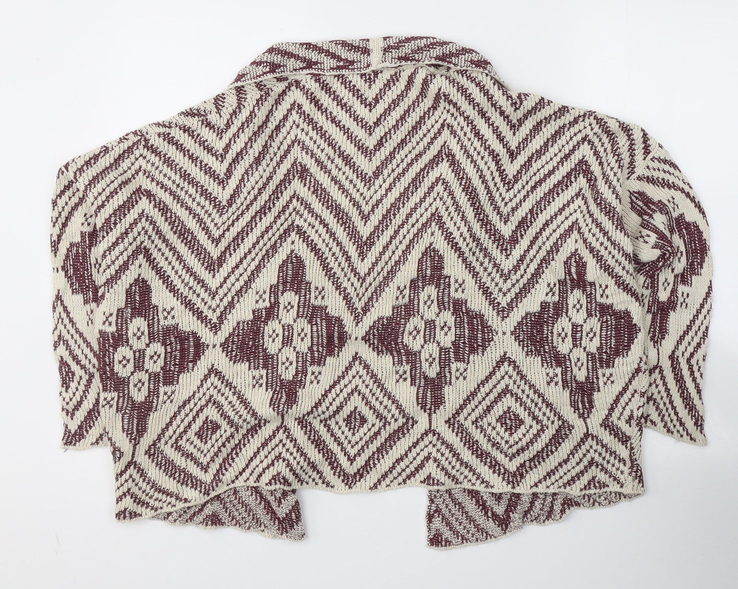 Rinascimento Womens Ivory V-Neck Geometric Cotton Cardigan Jumper Size S