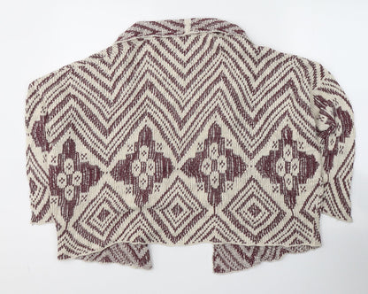 Rinascimento Womens Ivory V-Neck Geometric Cotton Cardigan Jumper Size S