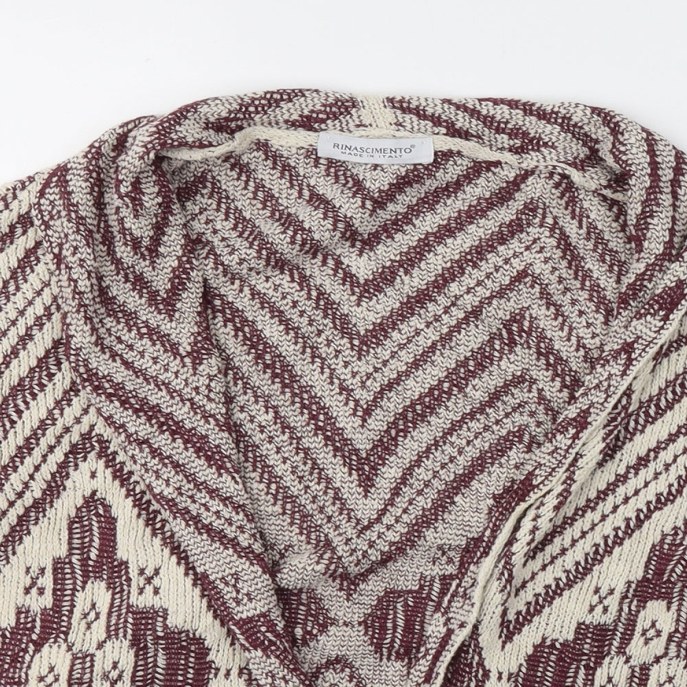 Rinascimento Womens Ivory V-Neck Geometric Cotton Cardigan Jumper Size S
