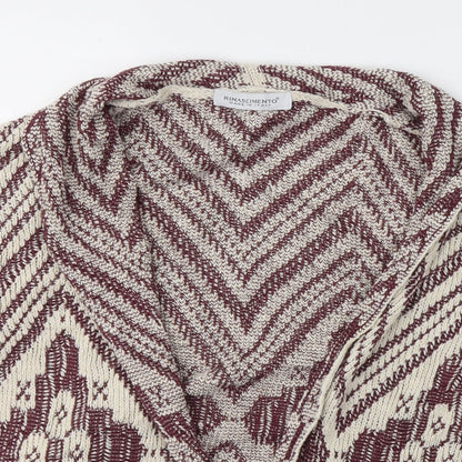 Rinascimento Womens Ivory V-Neck Geometric Cotton Cardigan Jumper Size S