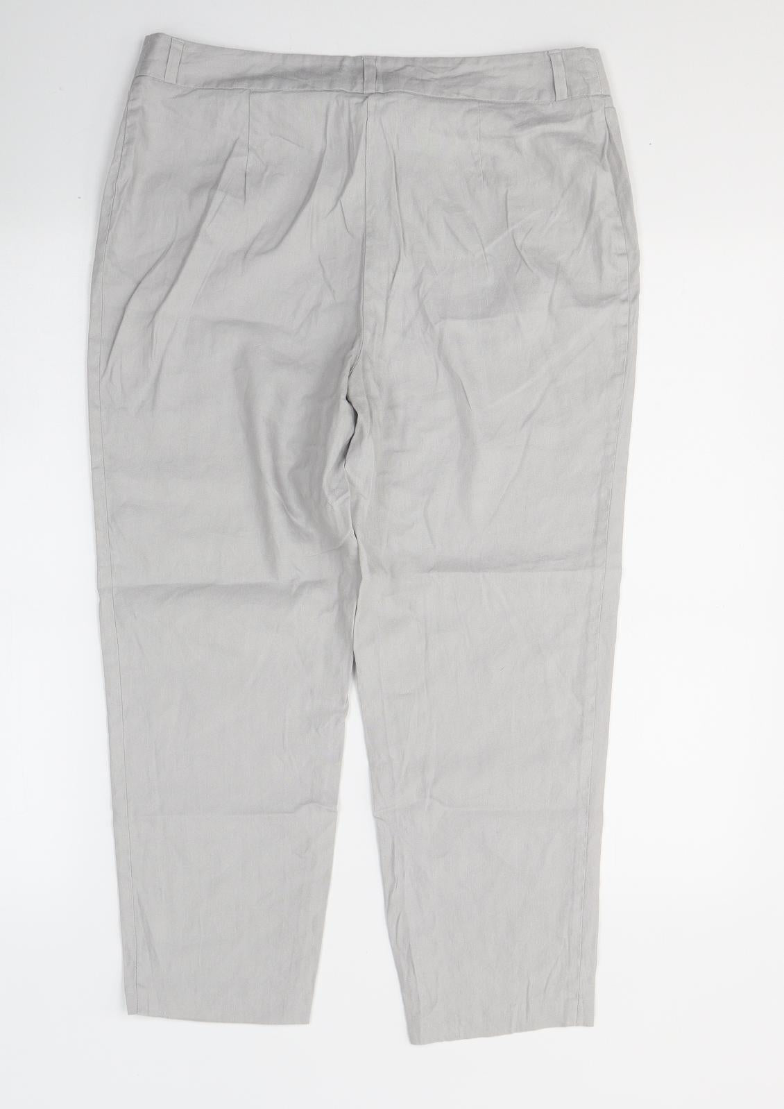 Womens UK Size 30 in Marks and Spencer Regular Fit Cropped Grey Trousers