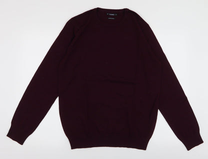 Dunnes Mens Red Round Neck  Acrylic Pullover Jumper Size M