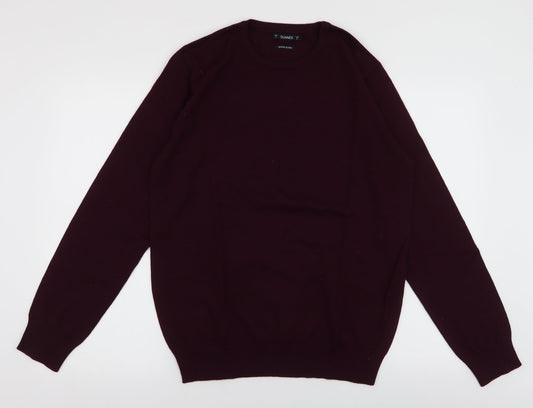 Dunnes Mens Red Round Neck  Acrylic Pullover Jumper Size M