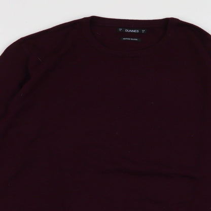 Dunnes Mens Red Round Neck  Acrylic Pullover Jumper Size M