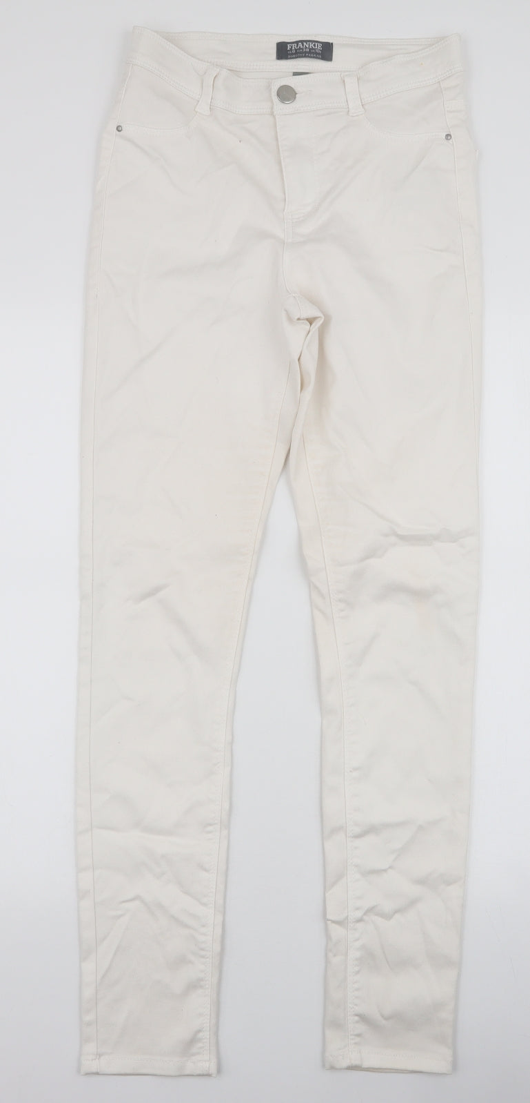 Dorothy Perkins Womens White  Cotton Skinny Jeans Size 10 L29 in Slim Zip