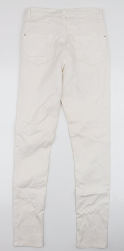 Dorothy Perkins Womens White  Cotton Skinny Jeans Size 10 L29 in Slim Zip
