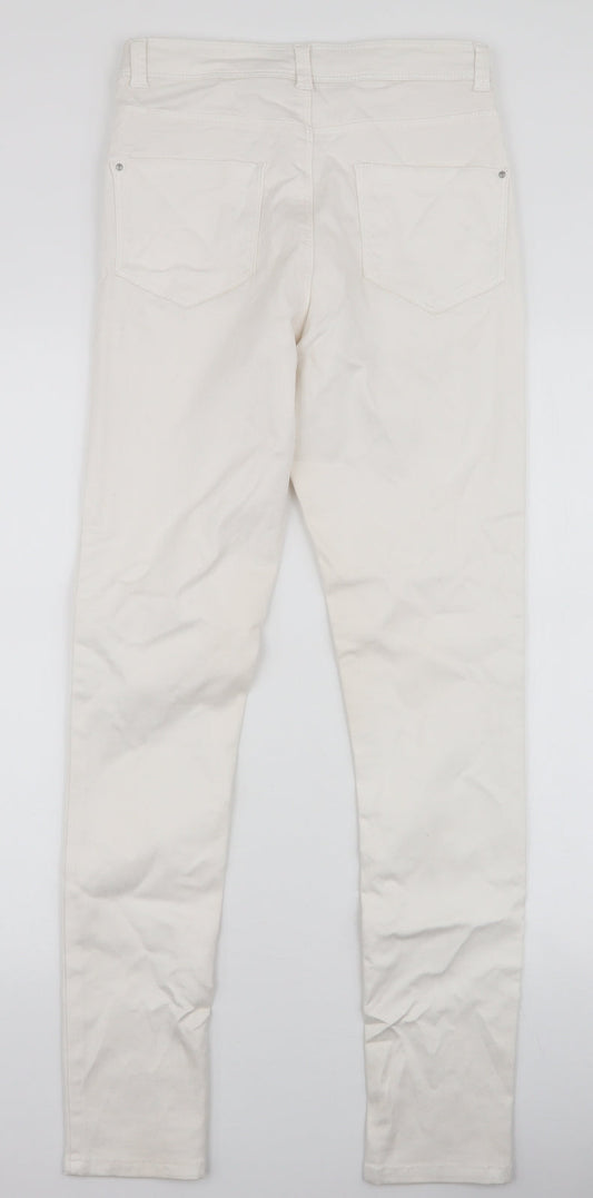 Dorothy Perkins Womens White  Cotton Skinny Jeans Size 10 L29 in Slim Zip