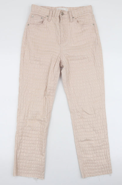 Topshop Womens Ivory  Cotton Mom Jeans Size 26 L32 in Slim Zip