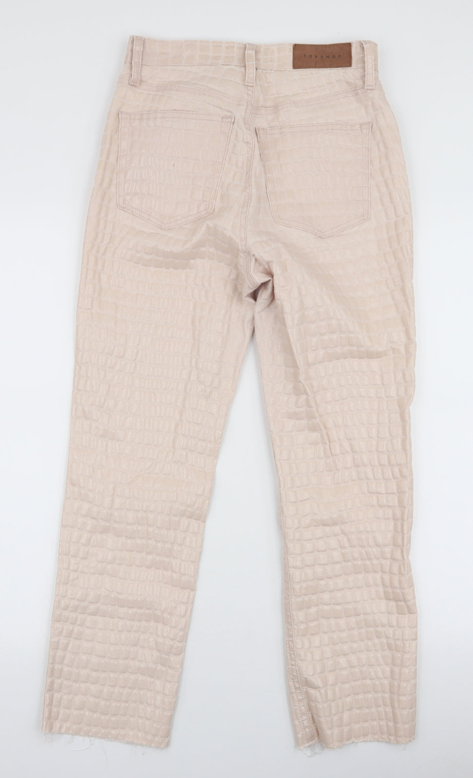 Topshop Womens Ivory  Cotton Mom Jeans Size 26 L32 in Slim Zip