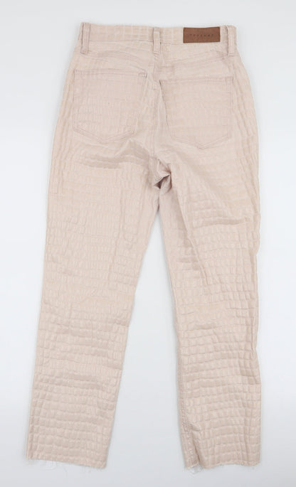 Topshop Womens Ivory  Cotton Mom Jeans Size 26 L32 in Slim Zip