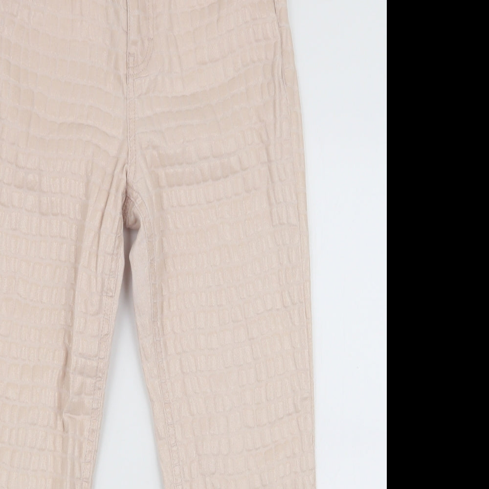 Topshop Womens Ivory  Cotton Mom Jeans Size 26 L32 in Slim Zip