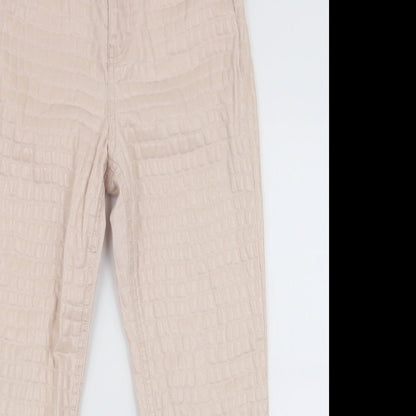 Topshop Womens Ivory  Cotton Mom Jeans Size 26 L32 in Slim Zip