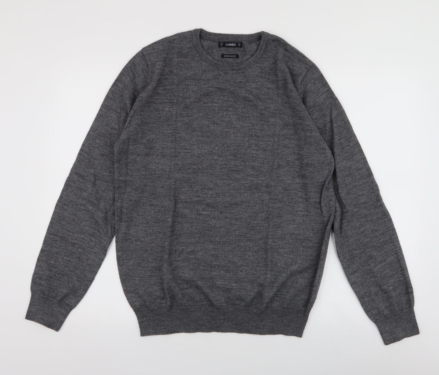 Dunnes Stores Mens Grey Round Neck  Acrylic Pullover Jumper Size M