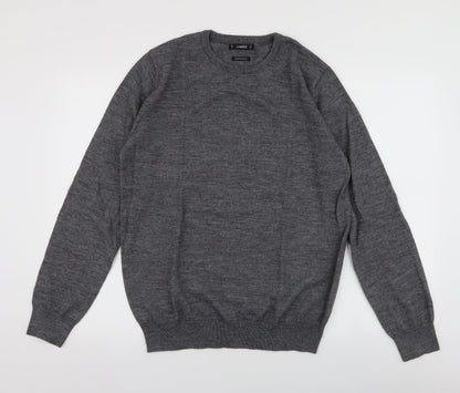 Dunnes Stores Mens Grey Round Neck  Acrylic Pullover Jumper Size M
