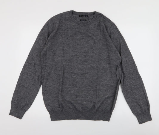 Dunnes Stores Mens Grey Round Neck  Acrylic Pullover Jumper Size M