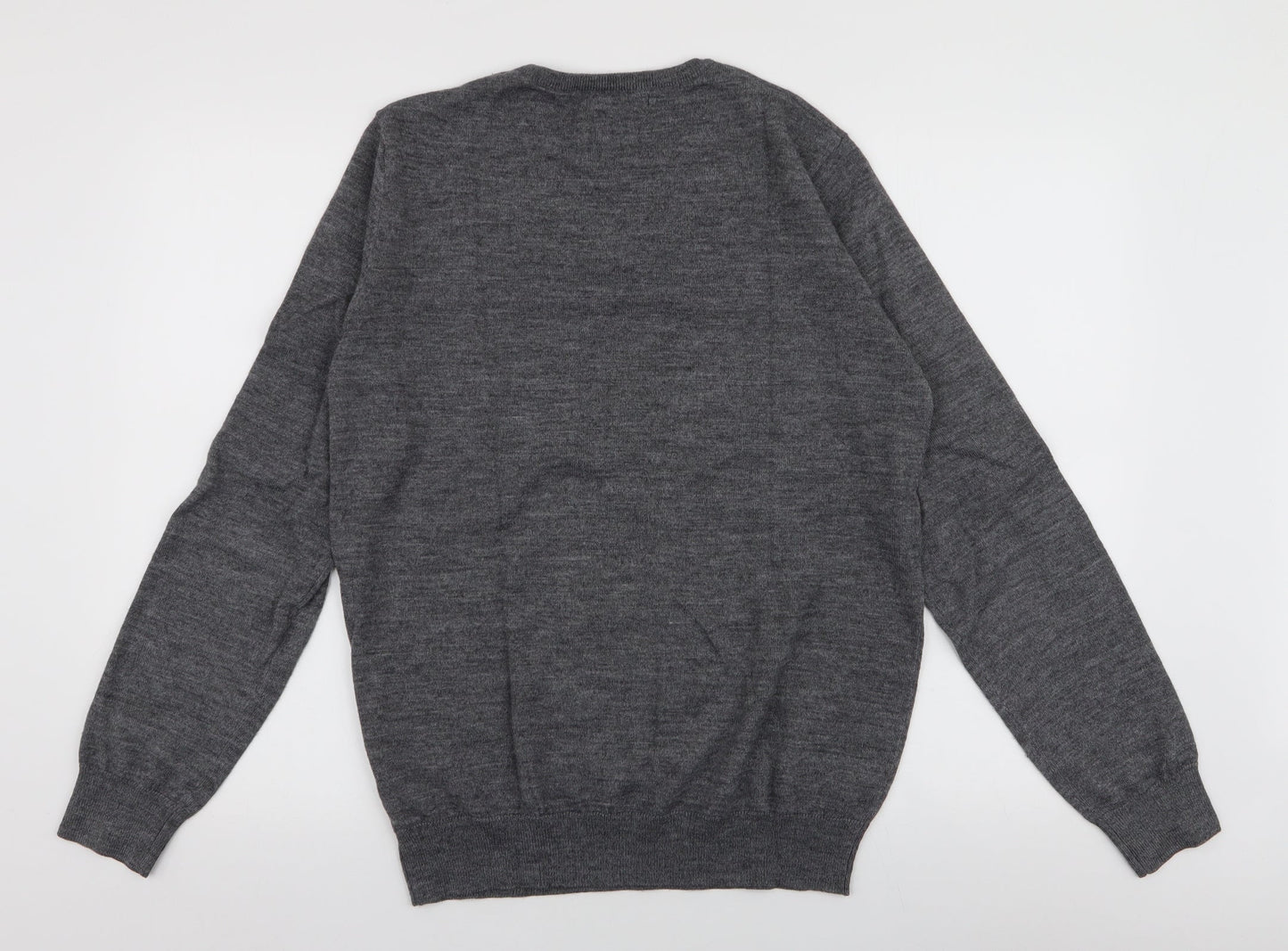 Dunnes Stores Mens Grey Round Neck  Acrylic Pullover Jumper Size M