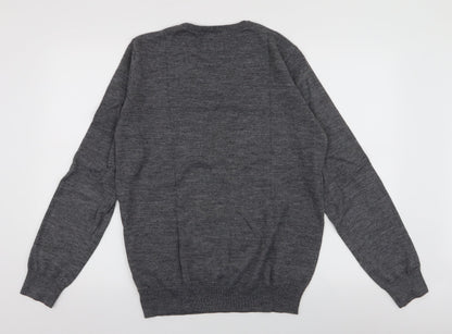 Dunnes Stores Mens Grey Round Neck  Acrylic Pullover Jumper Size M