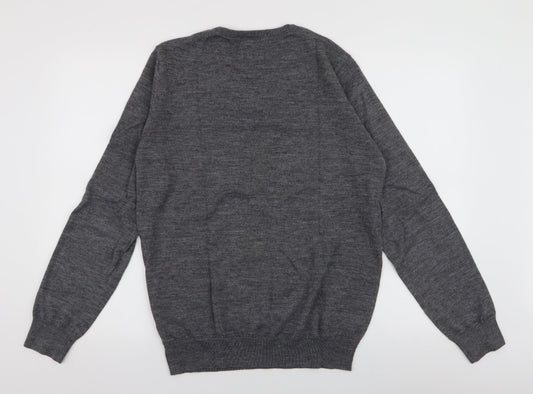 Dunnes Stores Mens Grey Round Neck  Acrylic Pullover Jumper Size M