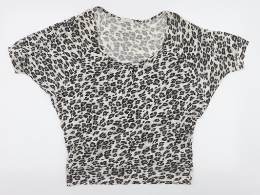 Womens UK Size 10 Topshop Grey Jersey T-Shirt