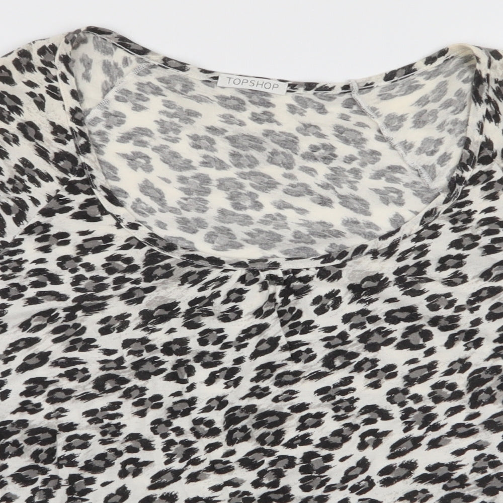 Womens UK Size 10 Topshop Grey Jersey T-Shirt