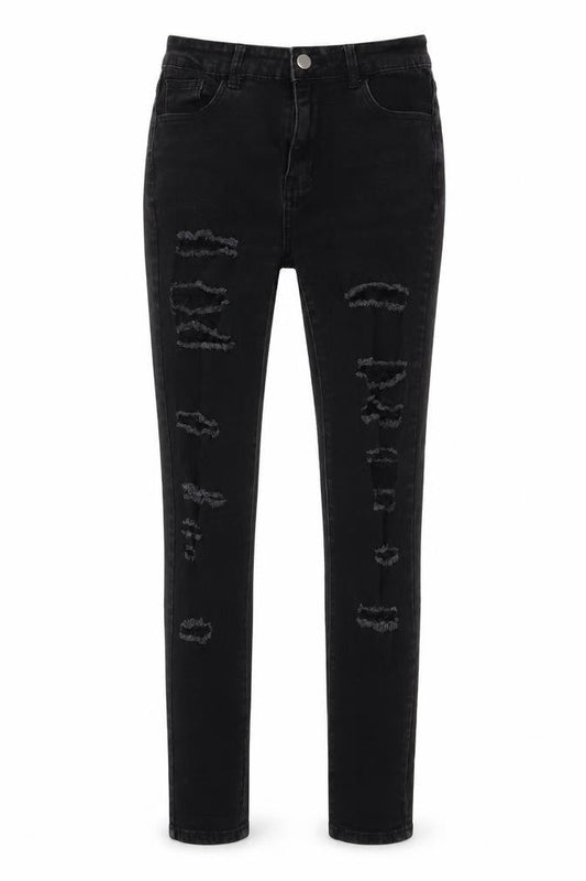 Front view of SHEIN women’s black cotton skinny jeans, size S, 28-inch leg slim zip
