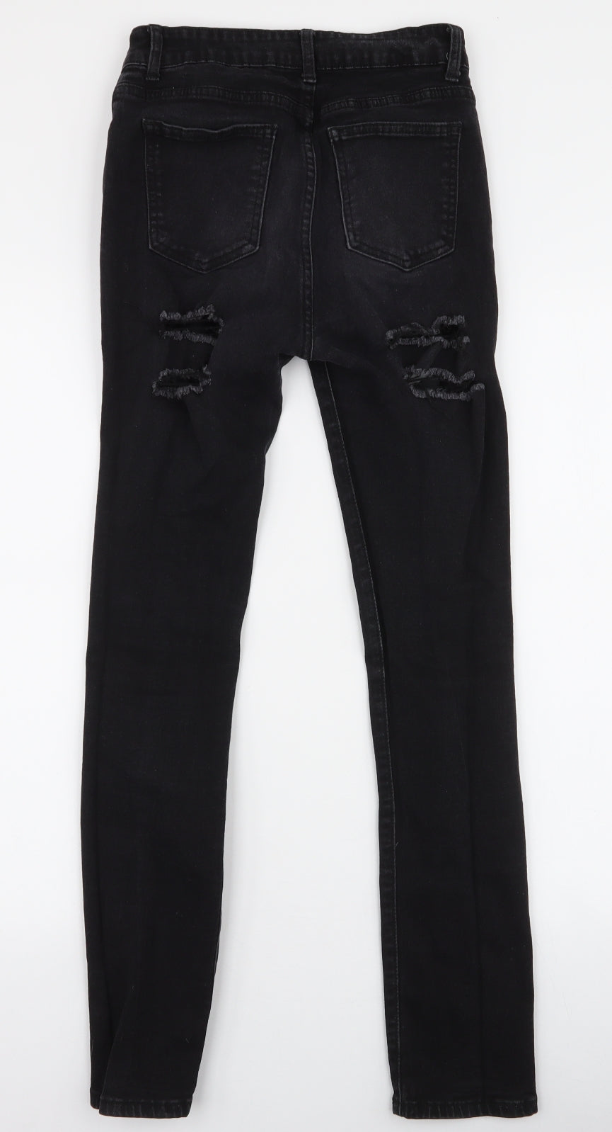 SheIn Womens Black  Cotton Skinny Jeans Size S L28 in Slim Zip