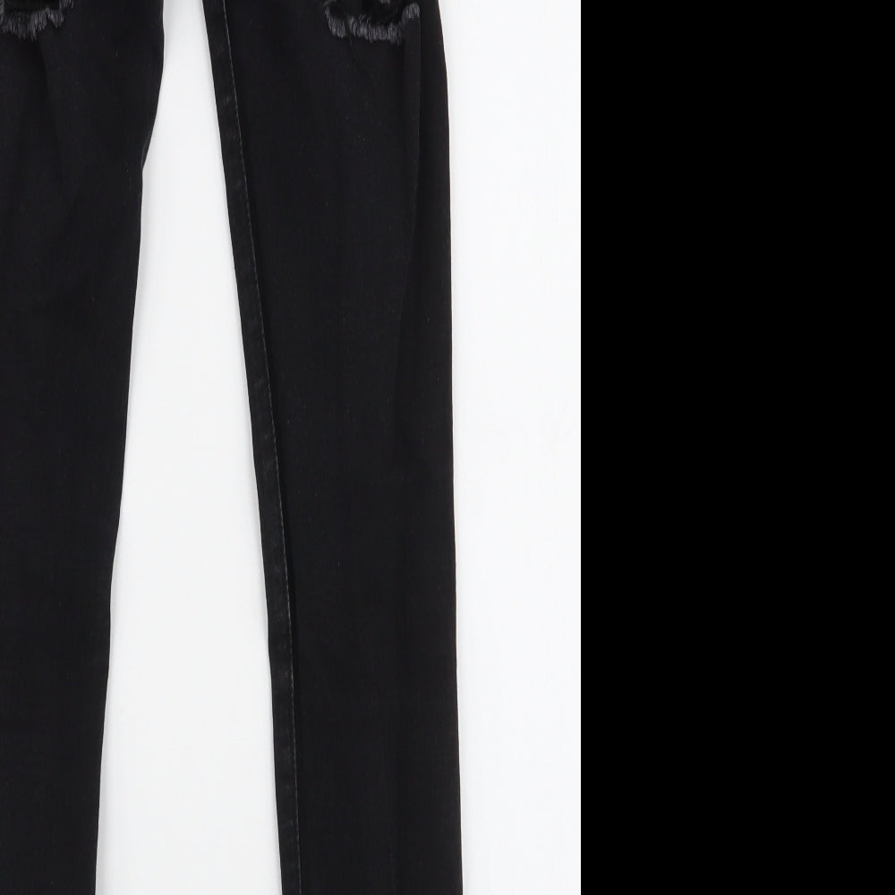 SheIn Womens Black  Cotton Skinny Jeans Size S L28 in Slim Zip