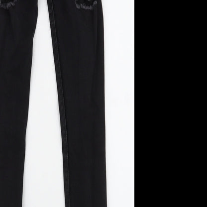 SheIn Womens Black  Cotton Skinny Jeans Size S L28 in Slim Zip