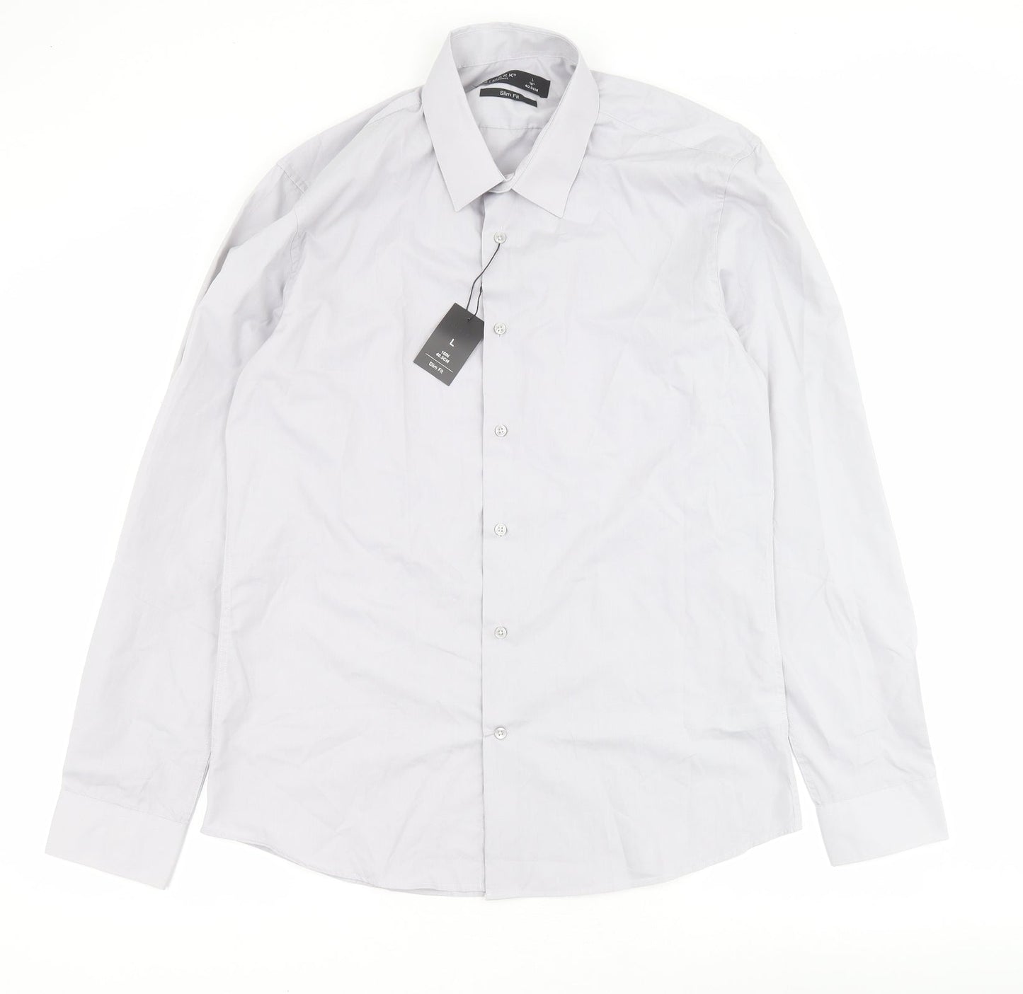 Primark Womens Grey  Polyester Basic Button-Up Size L Collared