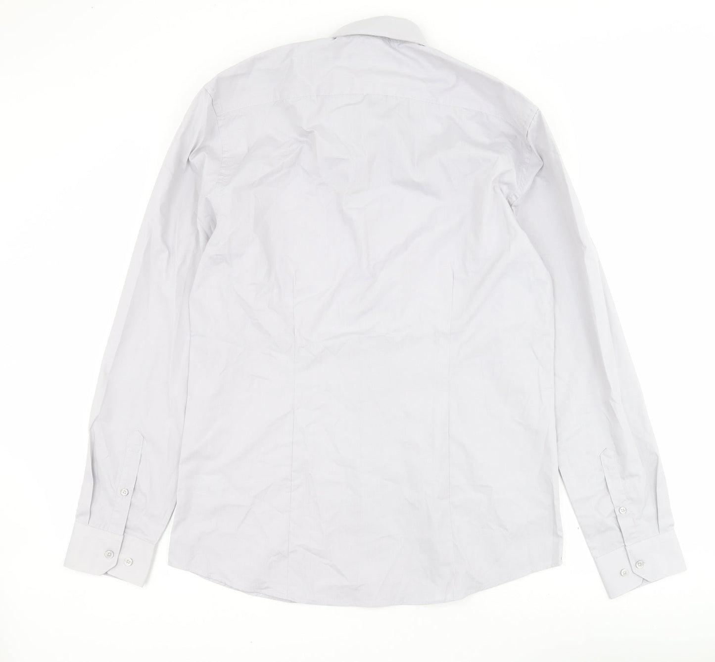 Primark Womens Grey  Polyester Basic Button-Up Size L Collared