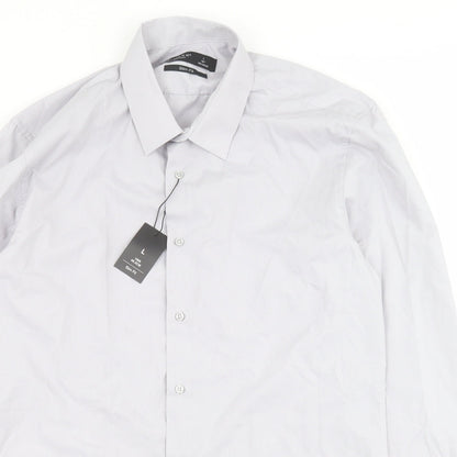 Primark Womens Grey  Polyester Basic Button-Up Size L Collared