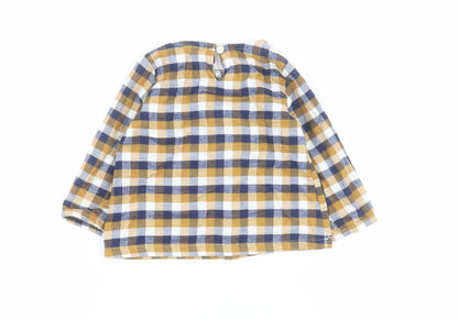 Carters Baby Blue Check 100% Cotton Shirt Dress  Size 12 Months  Round Neck Button
