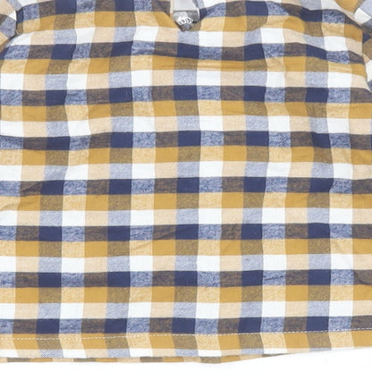 Carters Baby Blue Check 100% Cotton Shirt Dress  Size 12 Months  Round Neck Button