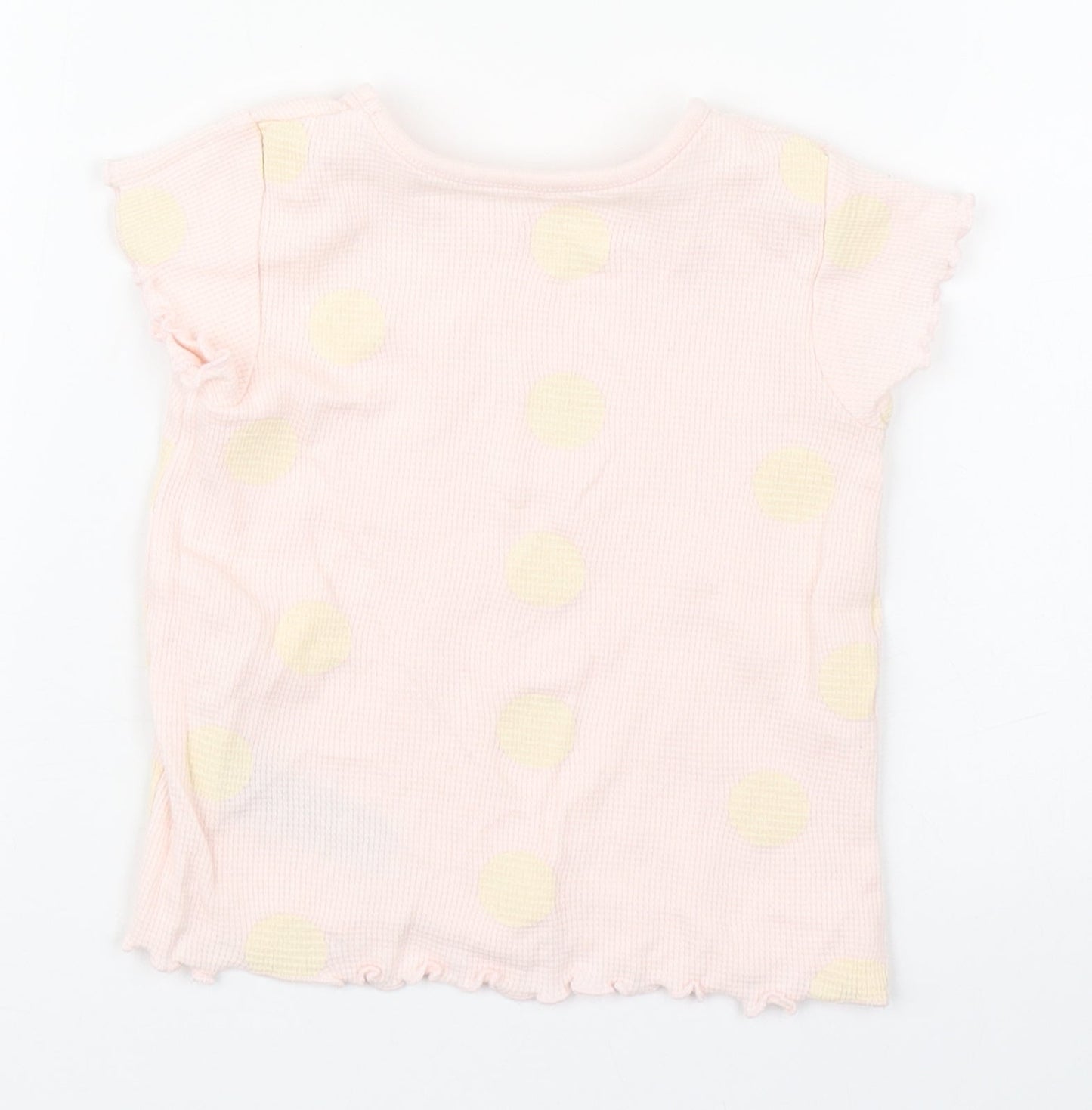 Primark Girls Pink Polka Dot 100% Cotton Basic T-Shirt Size 12-18 Months Round Neck Pullover