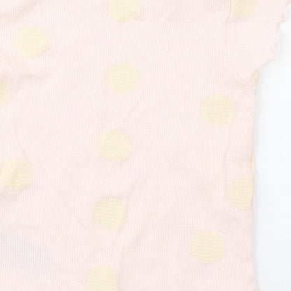 Primark Girls Pink Polka Dot 100% Cotton Basic T-Shirt Size 12-18 Months Round Neck Pullover