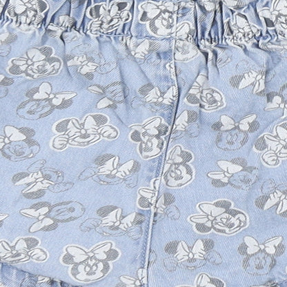 Disney Girls Blue Geometric 100% Cotton Cropped Trousers Size 12-18 Months   - Minnie Mouse