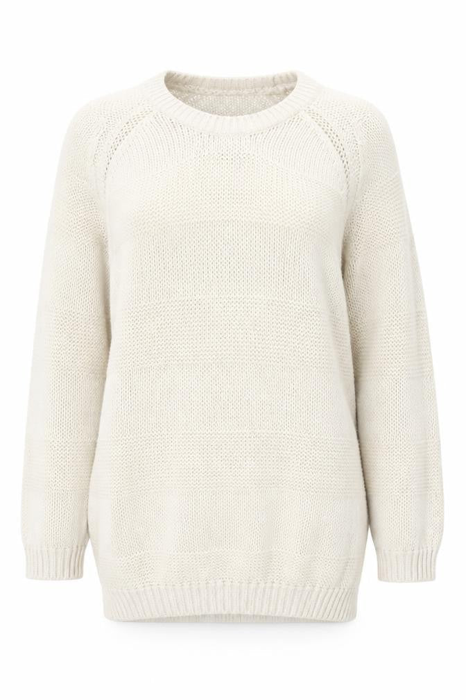 Front view of In Wear women’s ivory round neck cotton jumper, size S