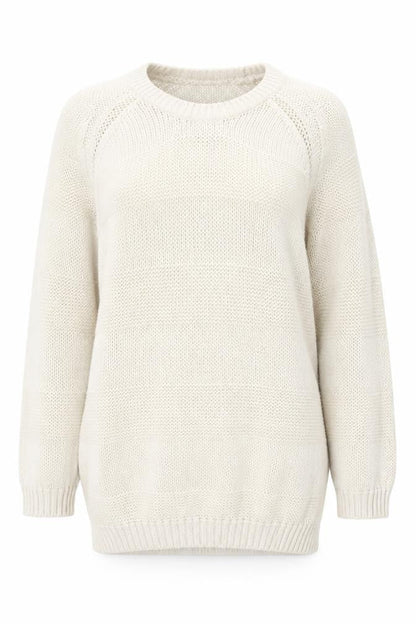 Front view of In Wear women’s ivory round neck cotton jumper, size S